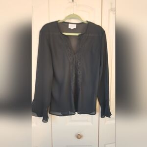 Fashion Bug Black Lace Accent Blouse